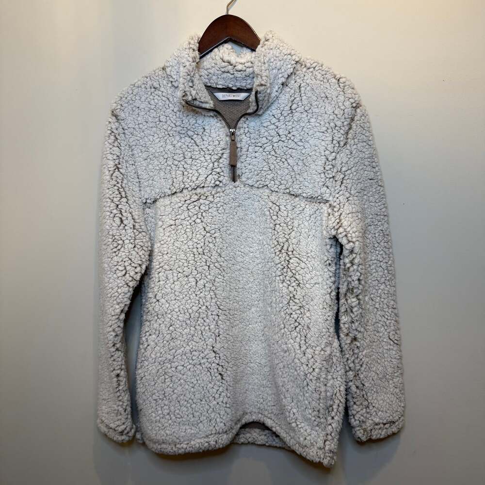 Departwest Buckle Unisex Sherpa Sweatshirt Pullover Quarterzip Large